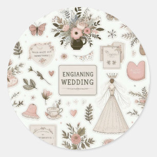 Sticker Rond Collection d'autocollants de Mariage lunatique : C