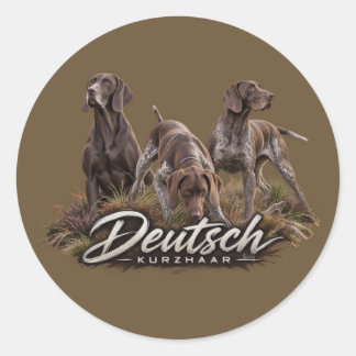 Sticker Rond Collection de chasse du Pointer à poil court allem