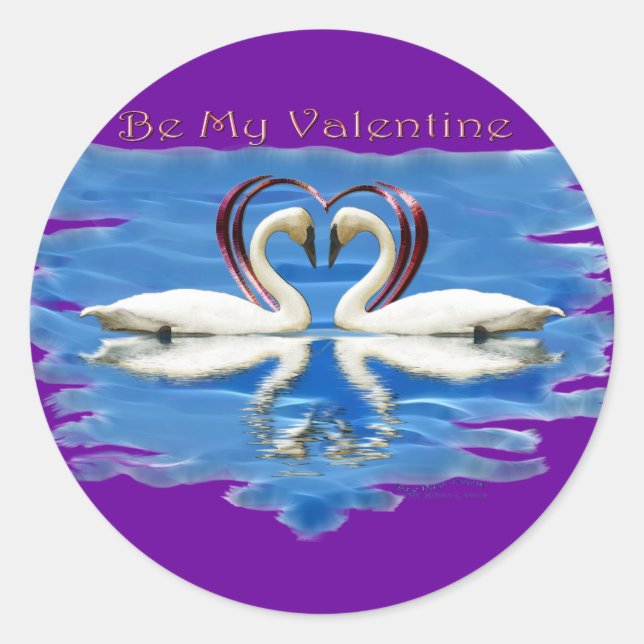 Sticker Rond Collection de cygne valentine (Devant)