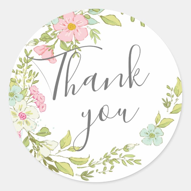 Sticker Rond Collection de mariage Springflowers - merci (Devant)