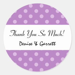 Sticker Rond Collection de Mariages de points Polka violet