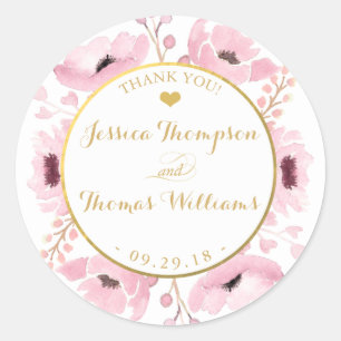Sticker Rond Collection de Mariages floraux rose-printemps