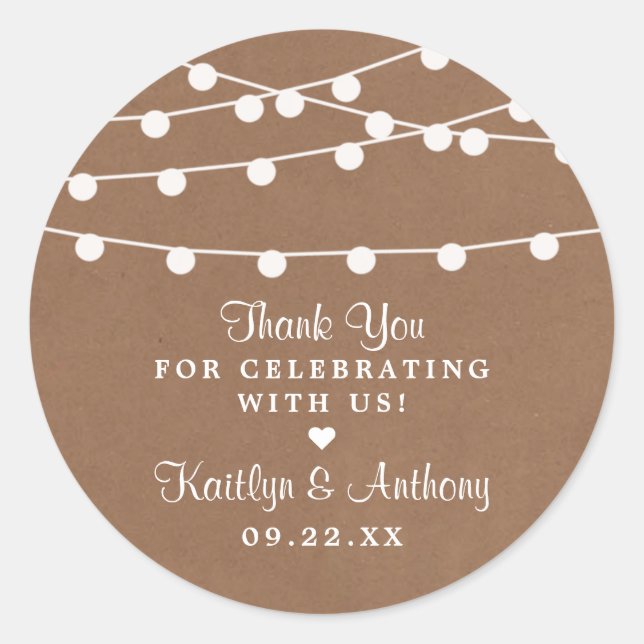 Sticker Rond Collection de Mariages Rustic Kraft (Devant)