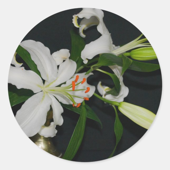 Sticker Rond Collection Irlandaise de laiton et de fleurs (Devant)