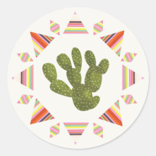 Sticker Rond Collection Llamarama   Cercle de cactus