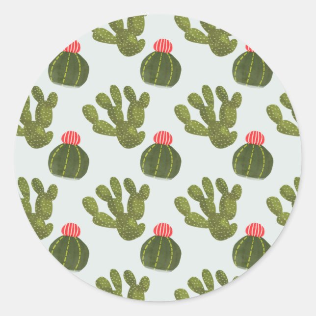Sticker Rond Collection Llamarama | Motif Cactus mignon (Devant)