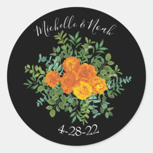 Sticker Rond Collection Mariage gothique d'Halloween noir et or