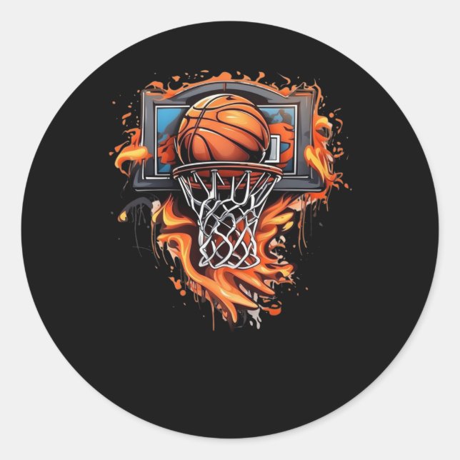 Sticker Rond Collection Vector Design de basket-ball Strewear (Devant)