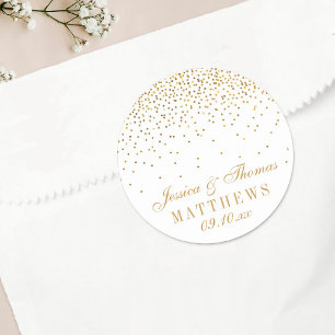 Sticker Rond Collection Vintage de Mariage Glam Gold Confetti
