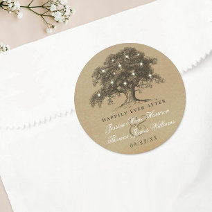 Sticker Rond Collection Vintage de Mariages d'Old Oak Tree