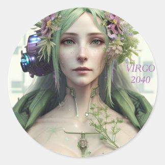 Sticker Rond Collection Zodiac Futuriste Virgo