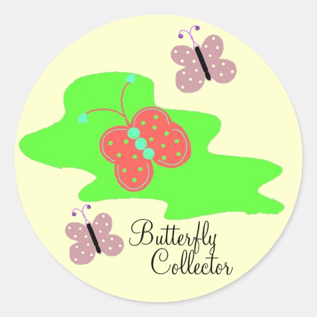 Sticker Rond Collectionneur de papillons (Devant)