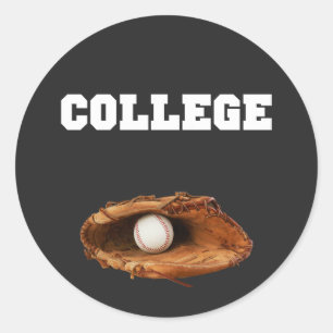 Sticker Rond College Baseball un gant de baseball et balle