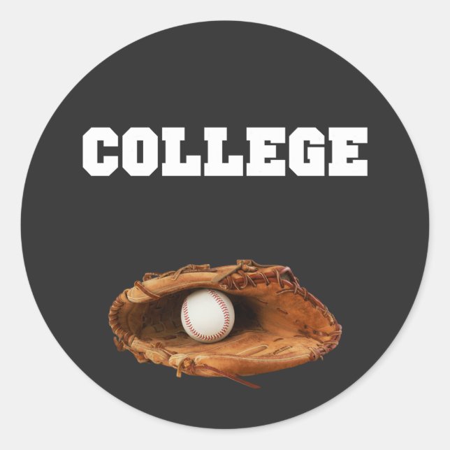 Sticker Rond College Baseball un gant de baseball et balle (Devant)