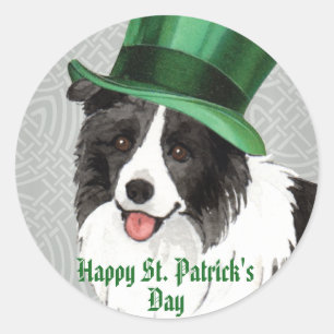 Sticker Rond Collie frontière de la fête Saint-Patrick