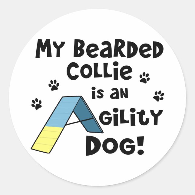 Sticker Rond Collie harcelé Agility Chien (Devant)