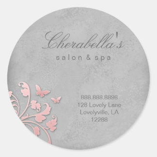 Sticker Rond Collier à fleurs spa de salon gris rose 2