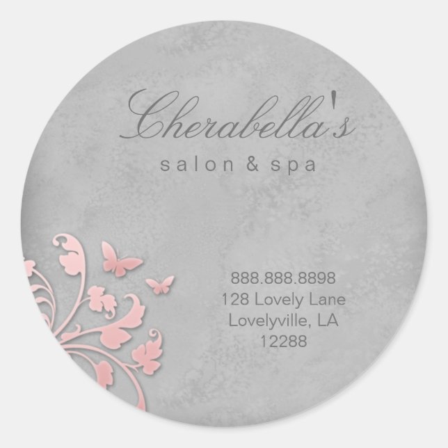 Sticker Rond Collier à fleurs spa de salon gris rose 2 (Devant)