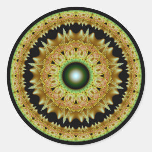 Sticker Rond Collier classique rond ornement fractal doré