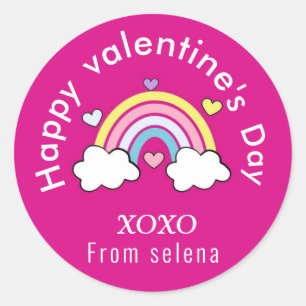 Sticker Rond collier d'amour rose de la Saint-Valentin
