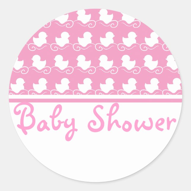 Sticker Rond collier de baby shower de rangée de canard rose (Devant)