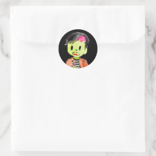 Sticker Rond Collier de fête d'anniversaire de Zombie Hallowee