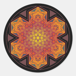 Sticker Rond collier de mandala étoile métatron cube