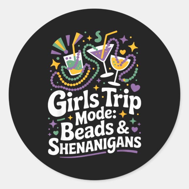 Sticker Rond Collier de perles de voyage de filles Shenanigans  (Devant)