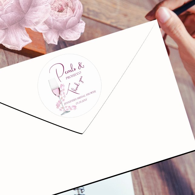 Sticker Rond Collier de perles et prosecco moderne remerciement (Créateur téléchargé)