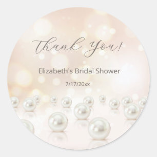 Sticker Rond Collier de perles Merci Cadeau de Mariage
