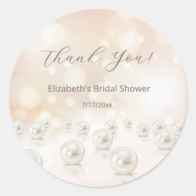 Sticker Rond Collier de perles Merci Cadeau de Mariage (Devant)