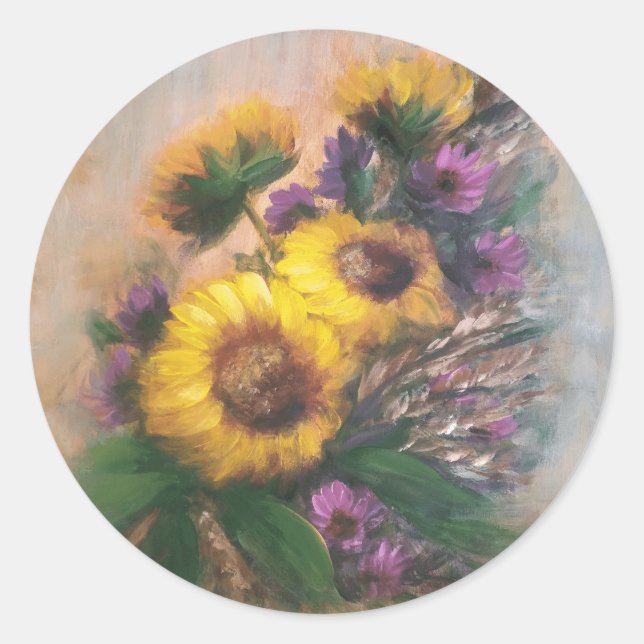 Sticker Rond Collier de tournesol (Devant)