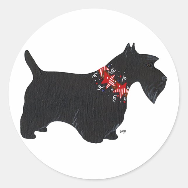 Sticker Rond Collier de vacances pour Terrier Écossais Noir (Devant)