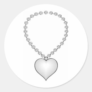 Sticker Rond Collier en forme de coeur