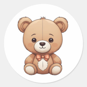Sticker Rond collier mignon petit ours en peluche