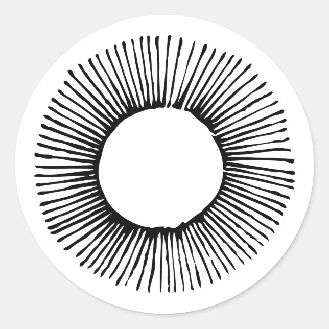Sticker Rond Collier noir et blanc Sunburst (Devant)