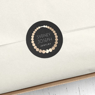 Sticker Rond Collier noir et or   Logo de conception de bijoux