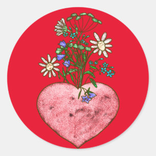 Sticker Rond Collier rond classique du coeur flamboyant