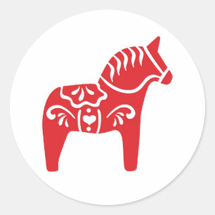 Sticker Rond Collier suédois Dala Horse