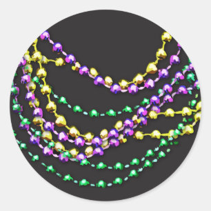 Sticker Rond Colliers de perles Mardi Gras