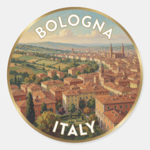 Sticker Rond Collines de terre cuite de Bologne Italie Scène de