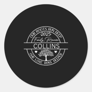 Sticker Rond Collins Famille Réunion Nos Racines Courez Profond