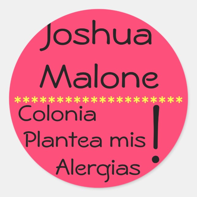 Sticker Rond Cologne augmente mes allergies (Devant)