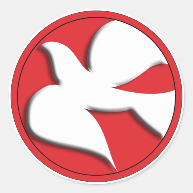 Sticker Rond Colombe de Confirmation dans un Cercle Rouge (Devant)