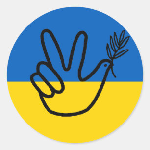 Sticker Rond Colombe de la paix sur le drapeau ukrainien