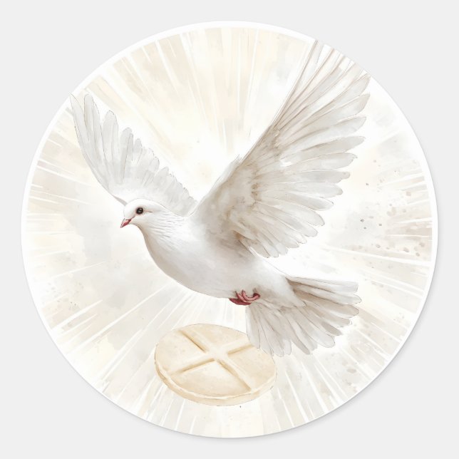 Sticker Rond Colombe de l'Esprit Saint Hostie Première Communio (Devant)