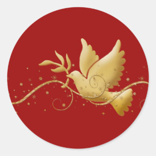 Sticker Rond Colombe de Noël d'or de bâton chrétien d'évén