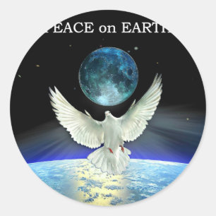 Sticker Rond Colombe de paix au-dessus de la terre de planète