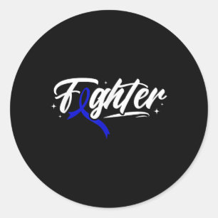 Sticker Rond Colon Cancer Fighter Blue Ribbon Mois de sensibili