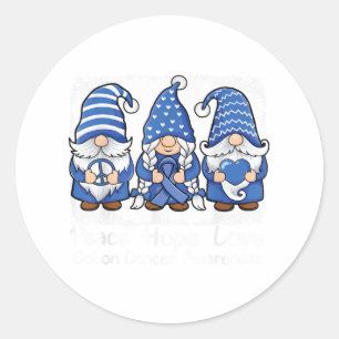 Sticker Rond Colon Cancer Gnomes Support Avec Ruban Colorectal